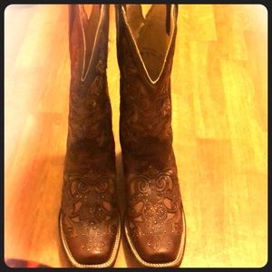 Real leather corral boots
